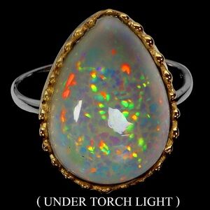 Ethiopian Fire Opal 8ct Silver Ring Sz 7.5